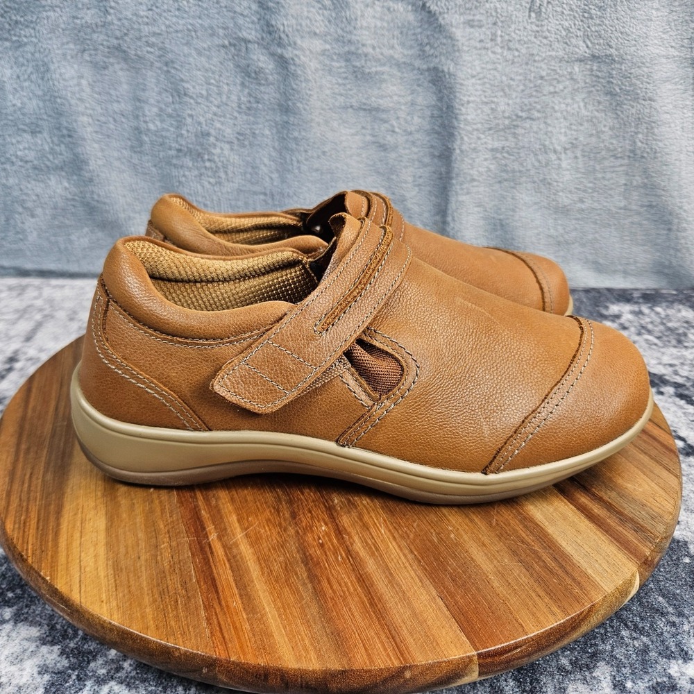 Orthofeet Solerno 816 Slip On Comfort Shoes Tan Leather Strap Women's 6.5 2E